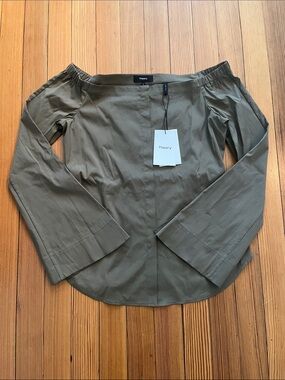 NWT Theory Auriana B Military Stretch Cotton Blouse
